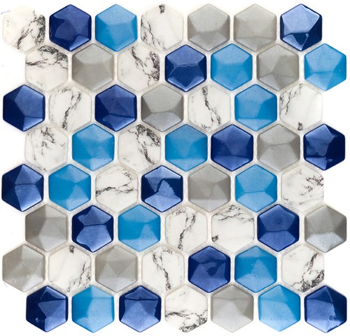 Hexagon Dijital Baskılı Cam Mozaik FBADJ 001
