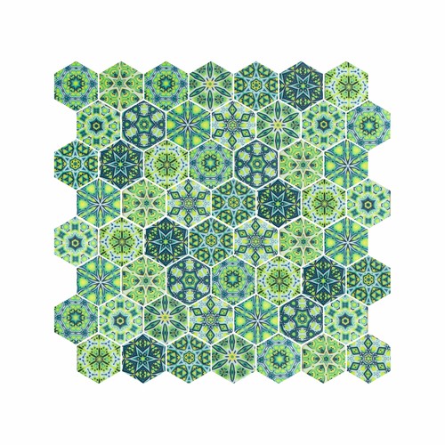 Hexagon Dijital Baskılı Cam Mozaik FBDJ 089