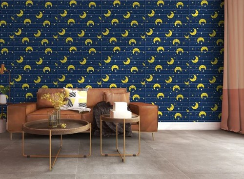 Kendinden Yapışkanlı Duvar Paneli Ay Ve Yıldız Tuğla AA61 - 70x70