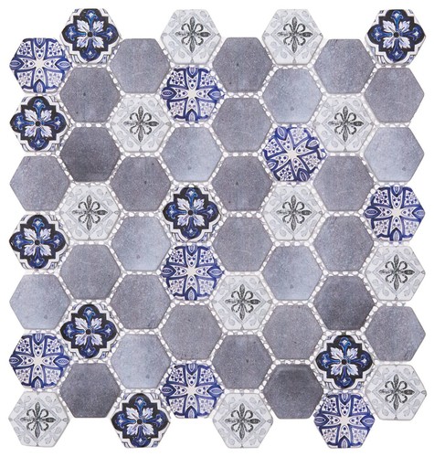Hexagon Dijital Baskılı Cam Mozaik FBDJ 071