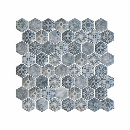 Hexagon Dijital Baskılı Cam Mozaik FBDJ 075