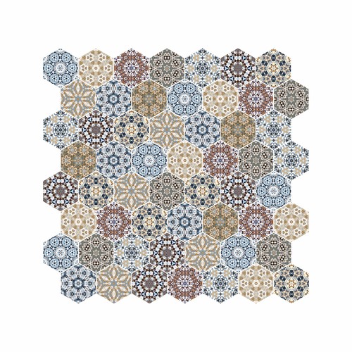 Hexagon Dijital Baskılı Cam Mozaik FBDJ 081