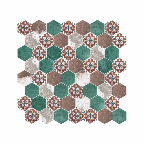 Hexagon Dijital Baskılı Cam Mozaik FBDJ 085
