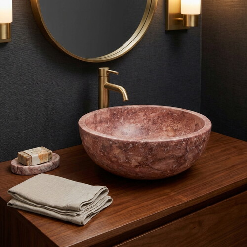 Kırmızı Traverten Honlu Çanak Lavabo NTRVS15