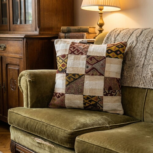 Vintage Kilimli Yastık Kılıfı PLLWSQR1142 - 42x42