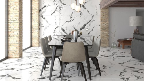 Yurtbay Panda Marble Beyaz Parlak Rektifiyeli Yer Duvar Seramiği P15804 - 60X60