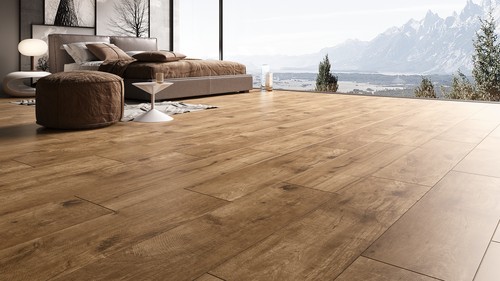 Qua Tiber Wood Cherry Mat Rektifiyeli Yer Duvar Seramiği - 20x120