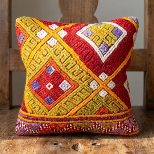 Vintage Kilimli Yastık Kılıfı PLLWSQR2507 - 40x40