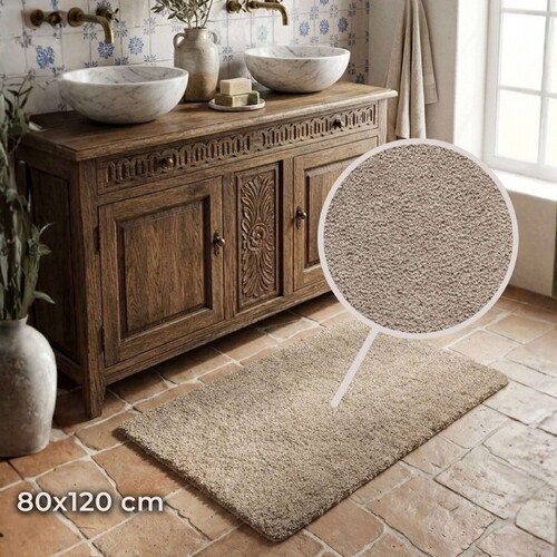 80x120 cm Bej Paspas | Kaymaz, Ultra Yumuşak ve Hızlı Emici | Banyo, Mutfak, Antre için Çok Amaçlı Kullanım