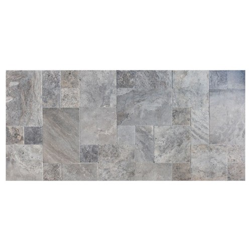 Silver Antik Fırçalı Kenarı Kırık Traverten Pattern Set MEK12