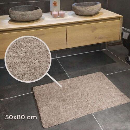 Banyo Paspası 50x80 cm Bej | Kaymaz, Ultra Yumuşak ve Hızlı Emici