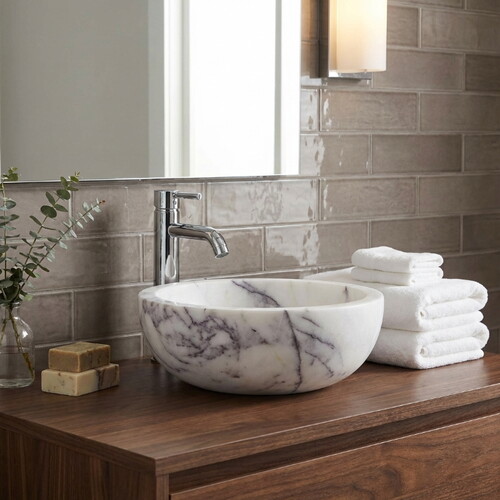 Leylak Cilalı Mermer Çanak Lavabo NTRVS40