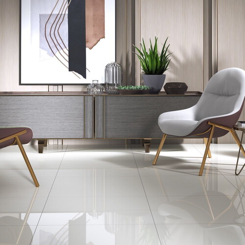 Etili Seramik Alaska Beyaz Parlak Rektifiyeli Yer Duvar Seramiği 60x120