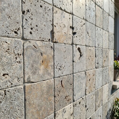 Gobek Traverten Eskitme Taş Silver Antik Filesiz 10x10cm