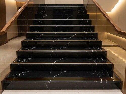 Alexandra Black Parlak Seramik Basamak - 30x120cm