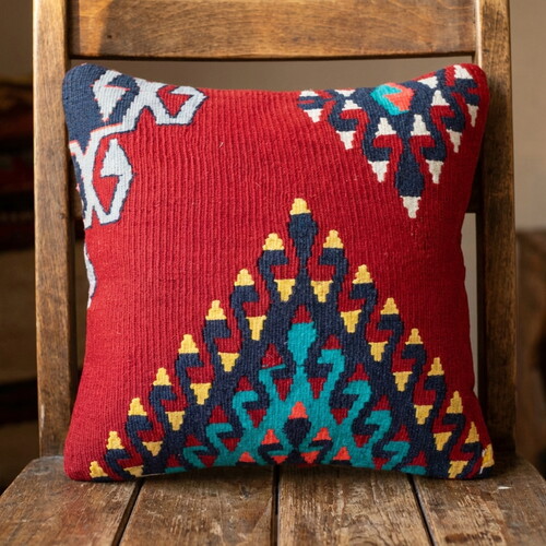 Vintage Kilimli Yastık Kılıfı PLLWSQR1440 - 40x40