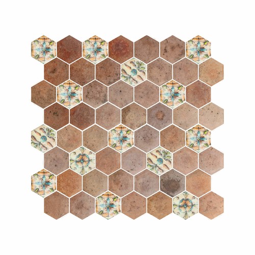 Hexagon Dijital Baskılı Cam Mozaik FBDJ 088