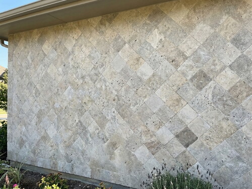 Gobek Traverten Eskitme Taş Silver Antik Filesiz 15x15cm