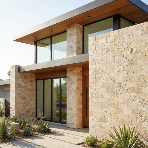 Göbek Traverten Eskitme Taş Bej Filesiz 7,5X15cm