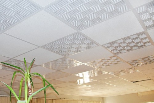 Dekoratif Tavan Paneli Hasır Beyaz - 60x60cm