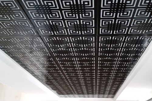Labirent Dekoratif Tavan Paneli Siyah - 60x60cm