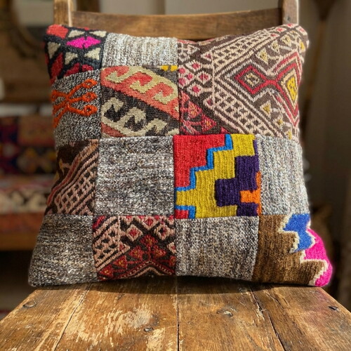 Vintage Kilimli Yastık Kılıfı PLLWSQR1202 - 40x40