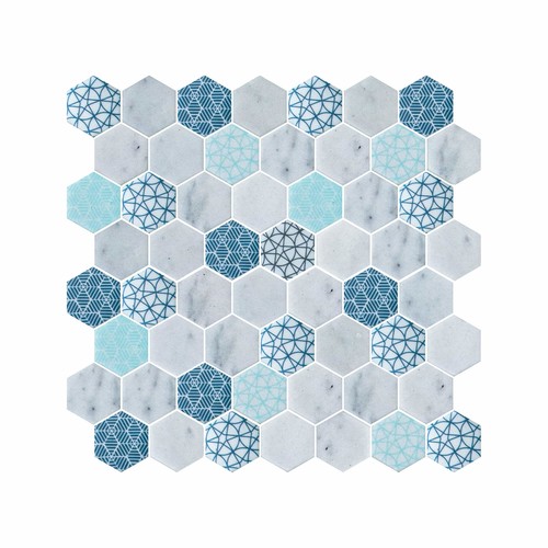 Hexagon Dijital Baskılı Cam Mozaik FBDJ 090