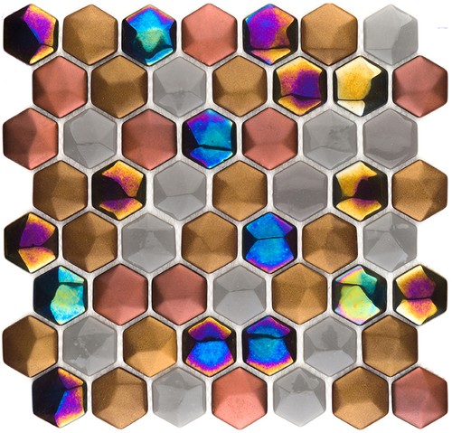 Hexagon Dijital Baskılı Cam Mozaik FBADJ 004