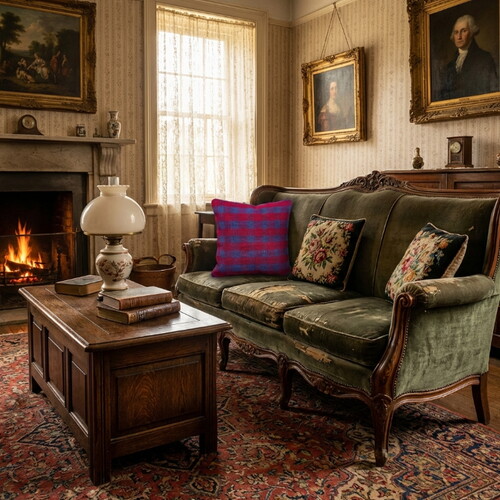 Vintage Kilimli Yastık Kılıfı PLLWSQR1158 - 42x42