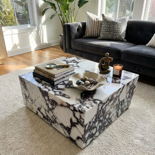 Calacatta Viola Cilalı Mermer Sehpa MSCV2424