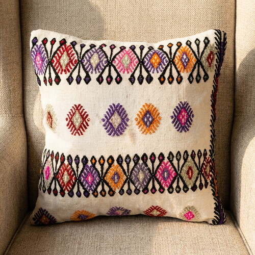 Vintage Kilimli Yastık Kılıfı PLLWSQR1216 - 40x40