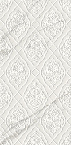 Çanakkale Seramik Sandra Damask Beyaz Parlak Rölyefli Rektifiyeli Dekor Seramiği 310100203825 - 40x80