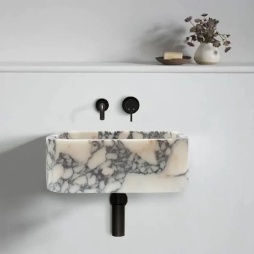 Calacatta Viola Honlu Duvara Montaj Mermer Lavabo CVRHFHS-WM