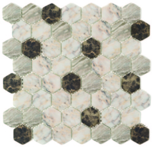 Hexagon Dijital Baskılı Cam Mozaik FBDJ 008
