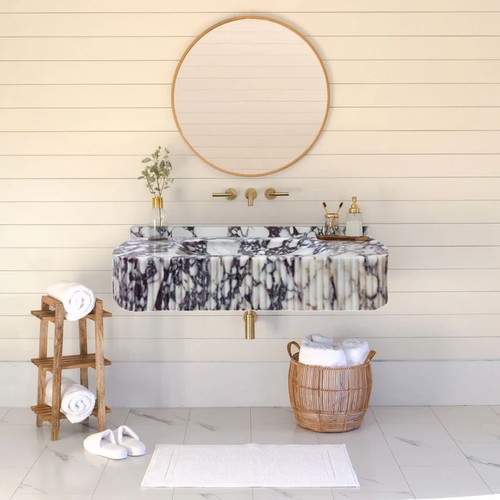 Calacatta Viola Cilalı Duvara Montaj Mermer Lavabo RVSCV3218P