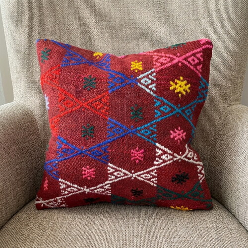Vintage Kilimli Yastık Kılıfı PLLWSQR1068 - 40x40