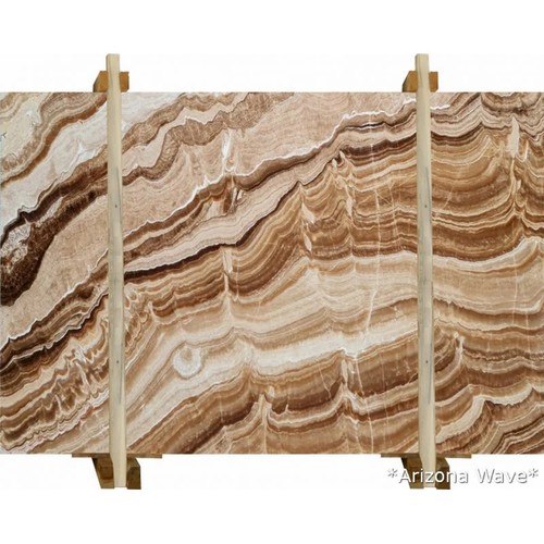 Arizona Wave Yellow Honey Onyx Cilalı Mermer Plaka