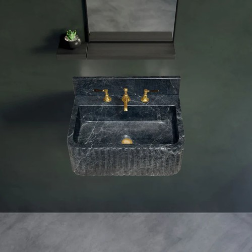 Sirius Siyah Honlu Duvara Montaj Fitilli Mermer Lavabo NTRVS210
