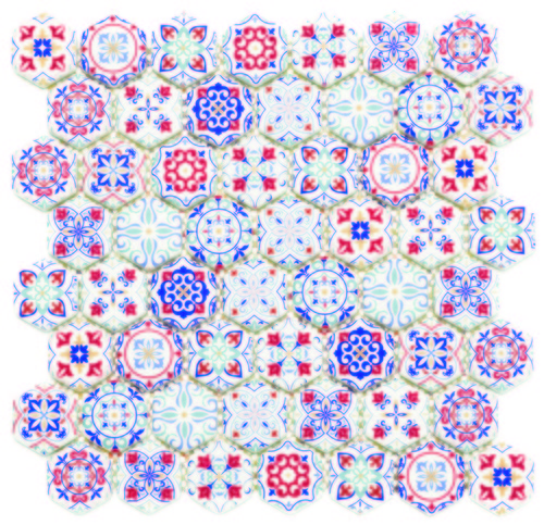 Hexagon Dijital Baskılı Cam Mozaik FBDJ 022
