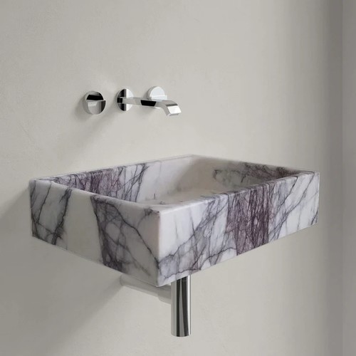 New York Beyaz Cilalı Duvara Montaj Mermer Lavabo NTRVS214