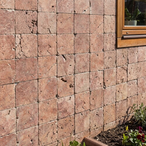 Gobek Traverten Eskitme Taş Rose Filesiz 15x15cm