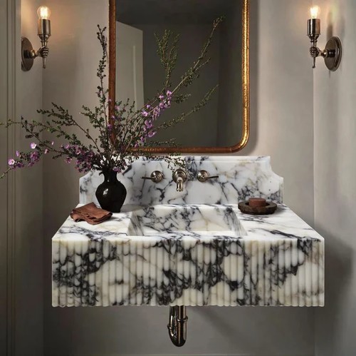 Calacatta Viola Honlu Mermer Dikdörtgen Lavabo NTRVS164