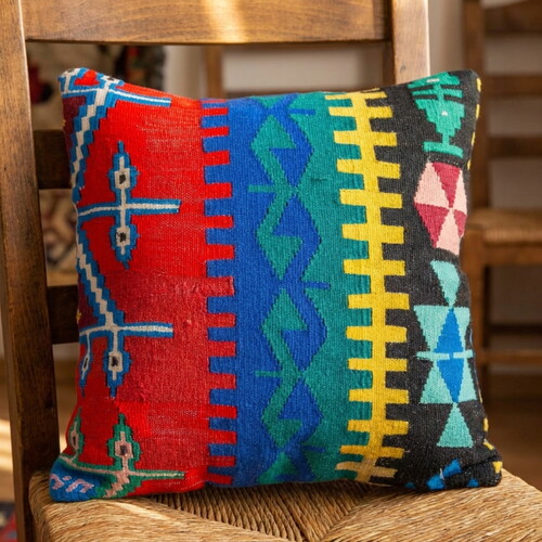 Vintage Kilimli Yastık Kılıfı PLLWSQR1329 - 40x40