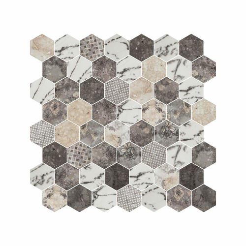 Hexagon Dijital Baskılı Cam Mozaik FBDJ 038