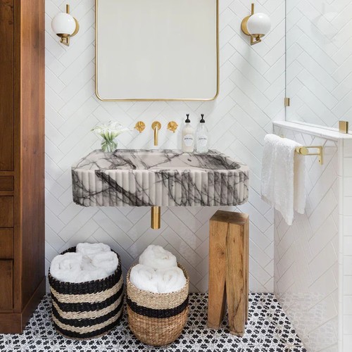 New york Honlu Duvara Montaj Fitilli Mermer Lavabo NTRVS186