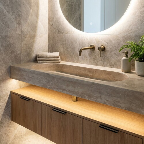 Light Traverten Dolgulu Honlu Dikdörtgen Lavabo BLTWB01