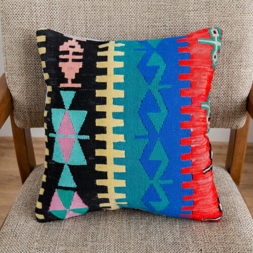 Vintage Kilimli Yastık Kılıfı PLLWSQR1343 - 40x40