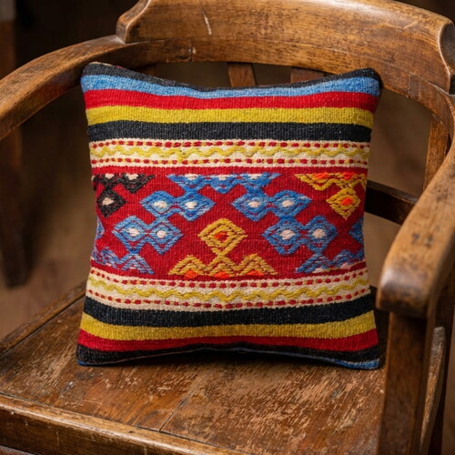 Vintage Kilimli Yastık Kılıfı PLLWSQR1354 - 40x40