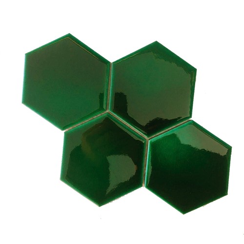 Gobek Hexagon Plate Zümrüt Yeşili Porselen Karo