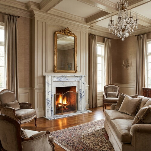 Calacatta Viola Cilalı El Oyması Mermer Şömine NTRVS129